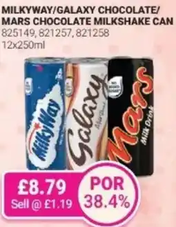 Bestway Milkyway/galaxy chocolate/ mars chocolate milkshake can offer