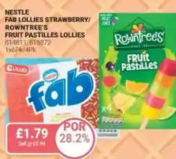 Bestway NESTLE Fab lollies strawberry/ frut rowntree's fruit pastilles lollies offer