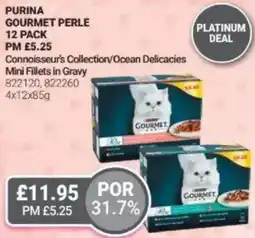 Bestway PURINA Gourmet perle 12 pack Connoisseur's Collection/Ocean Delicacies Mini Fillets in Gravy offer