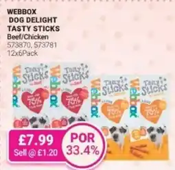 Bestway WEBBOX Dog delight tasty sticks beef/chicken offer