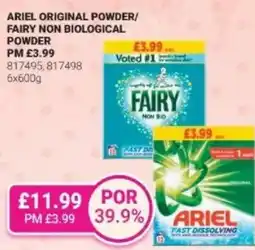 Bestway Ariel original powder/ fairy non biological powder offer