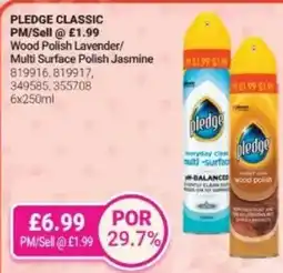 Bestway PLEDGE CLASSIC Wood Polish Lavender/ Multi Surface Polish Jasmine offer