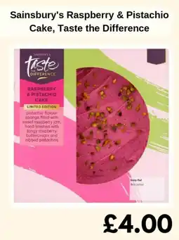 Sainsbury's Sainsbury's Raspberry & Pistachio Cake, Taste the Difference offer