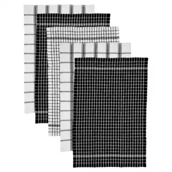 Tesco Tesco Recycled Cotton Terry Tea Towel 5 Pack Black offer