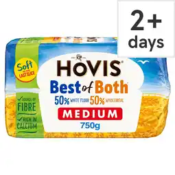 Tesco Hovis Best of Both Medium White Sliced Bread 750g offer