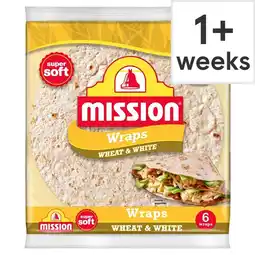 Tesco Mission Deli Wheat & White Wraps 6 Pack 367G offer