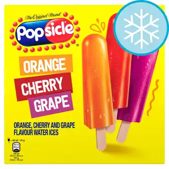 Tesco Popsicle Orange, Cherry & Grape Flavour Water Ices 18 x 48ml offer