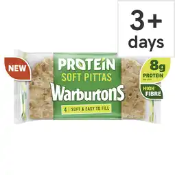 Tesco Warburtons Protein Soft Pittas 4 Pack offer