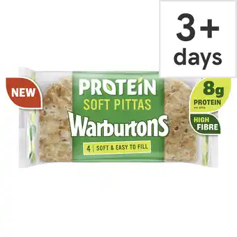 Tesco Warburtons Protein Soft Pittas 4 Pack offer