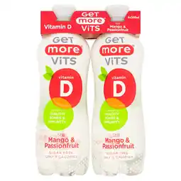 Tesco Get More Vits Vitamin D Still Mango & Passionfruit 4x500ml offer