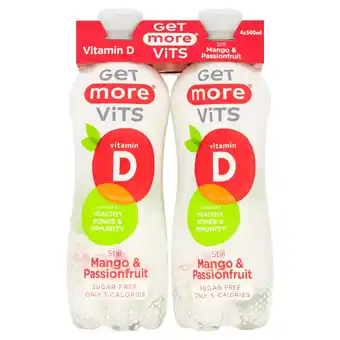 Tesco Get More Vits Vitamin D Still Mango & Passionfruit 4x500ml offer