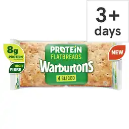 Tesco Warburtons Protein Flatbreads 4 Pack Sliced offer