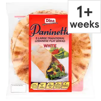 Tesco Dina Paninette 5 Large Traditional Lebanese White Bread Wraps offer