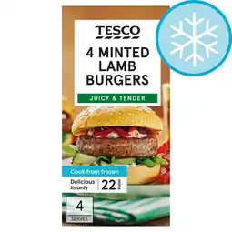 Tesco Tesco 4 Minted Lamb Burgers 454G offer