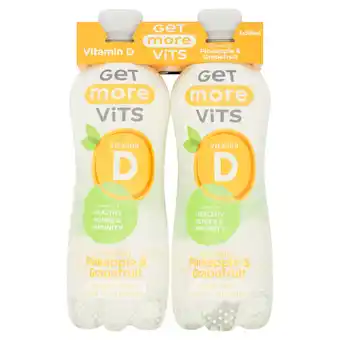 Tesco Get More Vits Vitamin D Sparkling Pineapple & Grapefruit 4 x 500ml offer