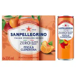Tesco San Pellegrino Zero Peach & Clementine 6X330Ml offer