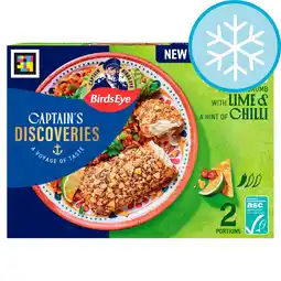 Tesco Birds Eye Captain's Discoveries 2 Tortilla Crumb Mexican Inspired Fish Fillets 220g offer