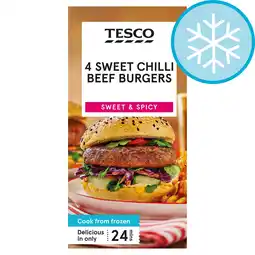 Tesco Tesco Sweet Chilli Beef Burgers - 4 Pack 454g offer