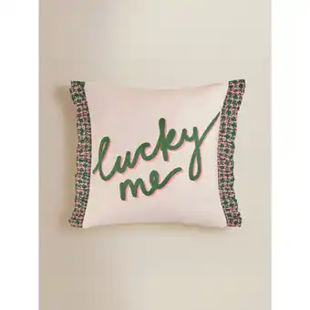 Asda George Home Square Lucky Me Embroidered Frill Cushion offer