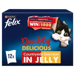 Tesco Felix Doubly Delicious Meat Selection in Jelly Wet Cat Food 12x85g offer