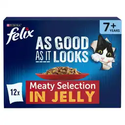 Tesco Felix As Good As it Looks Senior 7+ Meat in Jelly Wet Cat Food 12x85g offer