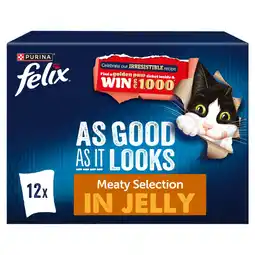 Tesco Felix As Good As it Looks Meaty Selection in Jelly Wet Cat Food 12x85g offer
