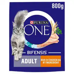 Tesco Purina One Adult Dry Cat Food Chicken & Wholegrain 800G offer