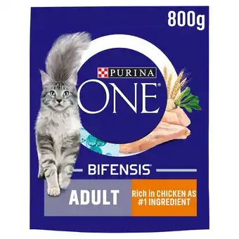 Tesco Purina One Adult Dry Cat Food Chicken & Wholegrain 800G offer