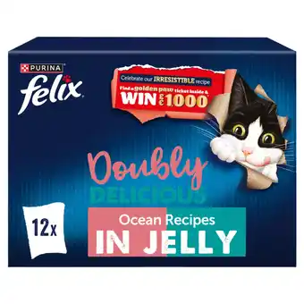Tesco Felix Doubly Delicious Ocean Recipes Wet Cat Food 12x85g offer