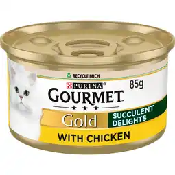 Tesco Gourmet Gold Succulent Delights Cat Food With Chicken 85G offer