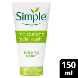 Tesco Simple Kind To Skin Moisturising Face Wash 150Ml offer