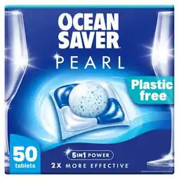 Tesco OceanSaver Pearl All in One 50 Plastic Free Dishwasher Tablets 700g offer