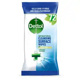 Tesco Dettol Antibacterial Multi Surface Cleaning Wipes 72 Pack offer