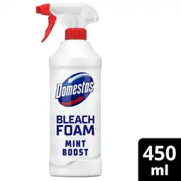 Tesco Domestos Bleach Foam Toilet and Bathroom Cleaner Mint Boost 450ml​ offer