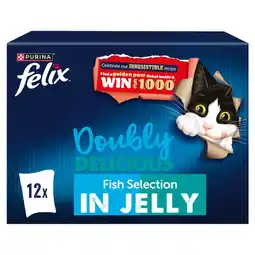 Tesco Felix Doubly Delicious Fish Selection in Jelly Wet Cat Food 12x85g offer
