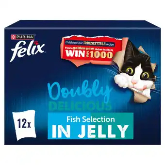 Tesco Felix Doubly Delicious Fish Selection in Jelly Wet Cat Food 12x85g offer