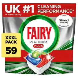 Tesco Fairy Platinum Plus All In One Dishwasher Tablets - Lemon 59 Pack 915g offer