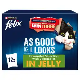 Tesco Felix As Good As it Looks Favourites Selection with Vegetables in Jelly Wet Cat Food 12x85g offer