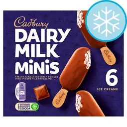 Tesco Cadbury Dairy Milk Minis Vanilla Ice Cream Sticks 6 x 50ml offer