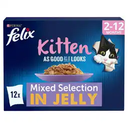 Tesco Felix As Good As it Looks Kitten Mixed in Jelly Wet Cat Food 12x85g offer