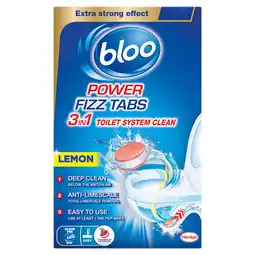 Tesco Bloo Power Fizz Tabs 3 In 1 Toilet System Clean Lemon 8 x 22.5g offer