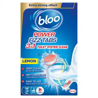 Tesco Bloo Power Fizz Tabs 3 In 1 Toilet System Clean Lemon 8 x 22.5g offer