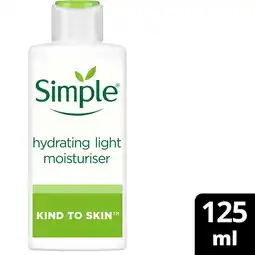 Tesco Simple Kind To Skin Hydrating Light Moisturiser 125Ml offer
