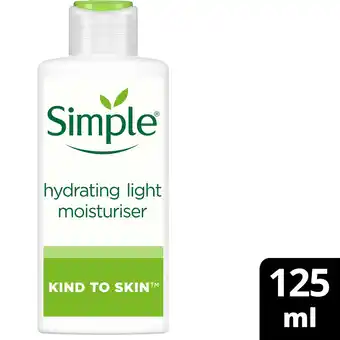 Tesco Simple Kind To Skin Hydrating Light Moisturiser 125Ml offer