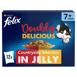 Tesco Felix Doubly Delicious 7+ Meat Countryside Selection in Jelly Wet Cat Food 12x85g offer