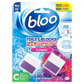 Tesco Bloo In-Cistern Toilet Blocks Flowers 2 x 50g (100g) offer
