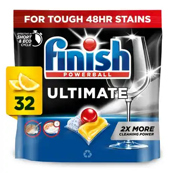 Tesco Finish Ultimate All In One 32 Dishwasher Tablets Lemon 412.8g offer