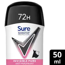 Tesco Sure 72h Nonstop Protection Invisible Pure Antiperspirant Deodorant 50ml offer
