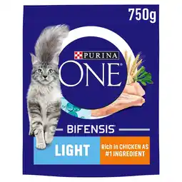 Tesco Purina One Light Dry Cat Food Chicken 750G offer