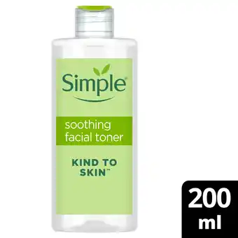 Tesco Simple Kind To Skin Soothing Face Toner 200Ml offer